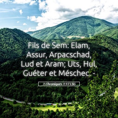 Picture 05 - 1 Chroniques 1:17 LSG - Fils de Sem: Elam, Assur, Arpacschad, Lud et - Bible Verse Picture