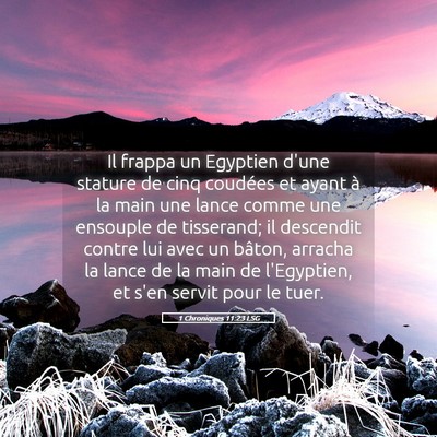 Picture 05 - 1 Chroniques 11:23 LSG - Il frappa un Egyptien d'une stature de cinq - Bible Verse Picture
