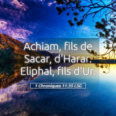 Picture 05 - 1 Chroniques 11:35 LSG - Achiam, fils de Sacar, d'Harar. Eliphal, fils - Bible Verse Picture