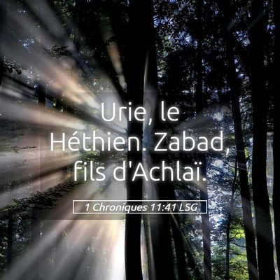 Picture 05 - 1 Chroniques 11:41 LSG - Urie, le Héthien. Zabad, fils - Bible Verse Picture