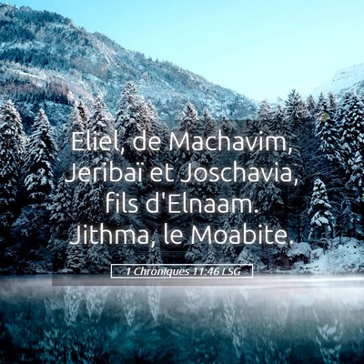 Picture 05 - 1 Chroniques 11:46 LSG - Eliel, de Machavim, Jeribaï et Joschavia, fils - Bible Verse Picture