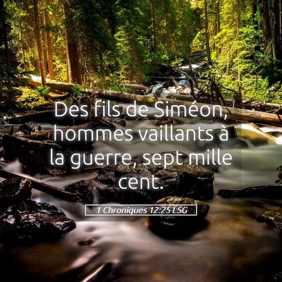 Picture 05 - 1 Chroniques 12:25 LSG - Des fils de Siméon, hommes vaillants à la - Bible Verse Picture