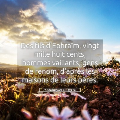 Picture 05 - 1 Chroniques 12:30 LSG - Des fils d'Ephraïm, vingt mille huit cents, - Bible Verse Picture