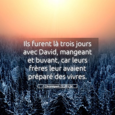 Picture 05 - 1 Chroniques 12:39 LSG - Ils furent là trois jours avec David, mangeant - Bible Verse Picture