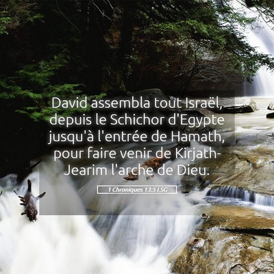 Picture 05 - 1 Chroniques 13:5 LSG - David assembla tout Israël, depuis le Schichor - Bible Verse Picture