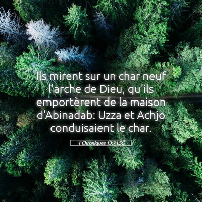 Picture 05 - 1 Chroniques 13:7 LSG - Ils mirent sur un char neuf l'arche de Dieu, - Bible Verse Picture