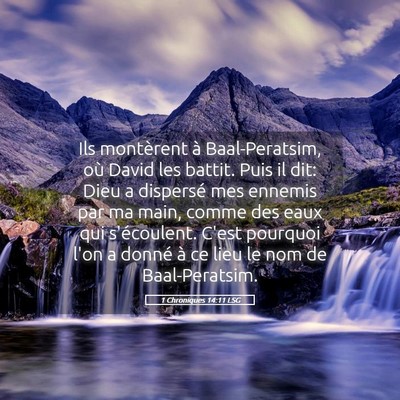 Picture 05 - 1 Chroniques 14:11 LSG - Ils montèrent à Baal-Peratsim, où David les - Bible Verse Picture