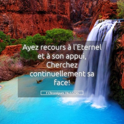 Picture 05 - 1 Chroniques 16:11 LSG - Ayez recours à l'Eternel et à son appui, - Bible Verse Picture