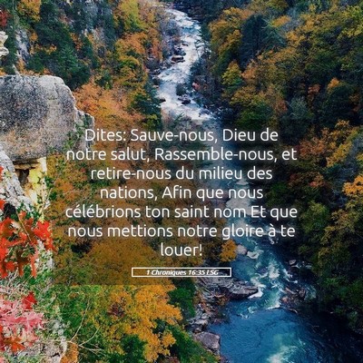 Picture 05 - 1 Chroniques 16:35 LSG - Dites: Sauve-nous, Dieu de notre salut, - Bible Verse Picture
