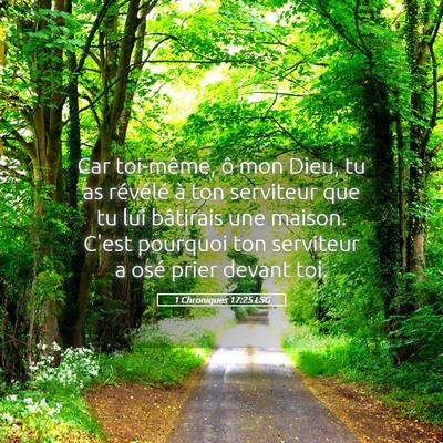 Picture 05 - 1 Chroniques 17:25 LSG - Car toi-même, ô mon Dieu, tu as révélé à - Bible Verse Picture