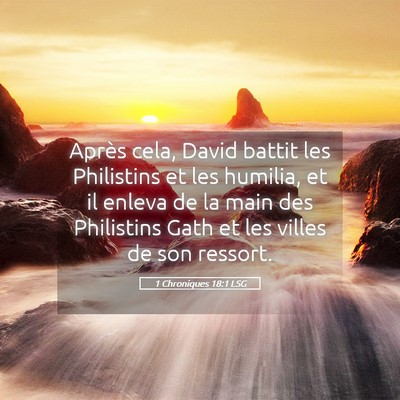 Picture 05 - 1 Chroniques 18:1 LSG - Après cela, David battit les Philistins et les - Bible Verse Picture