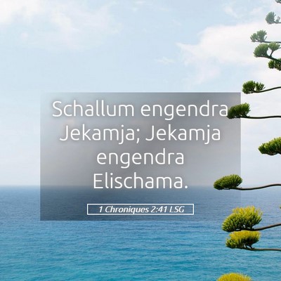 Picture 05 - 1 Chroniques 2:41 LSG - Schallum engendra Jekamja; Jekamja engendra - Bible Verse Picture