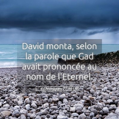 Picture 05 - 1 Chroniques 21:19 LSG - David monta, selon la parole que Gad avait - Bible Verse Picture