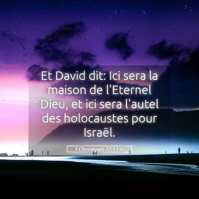 Picture 05 - 1 Chroniques 22:1 LSG - Et David dit: Ici sera la maison de l'Eternel - Bible Verse Picture