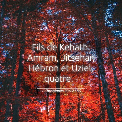 Picture 05 - 1 Chroniques 23:12 LSG - Fils de Kehath: Amram, Jitsehar, Hébron et - Bible Verse Picture