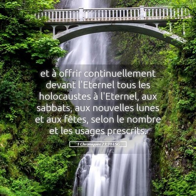 Picture 05 - 1 Chroniques 23:31 LSG - et à offrir continuellement devant l'Eternel - Bible Verse Picture