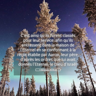 Picture 05 - 1 Chroniques 24:19 LSG - C'est ainsi qu'ils furent classés pour leur - Bible Verse Picture