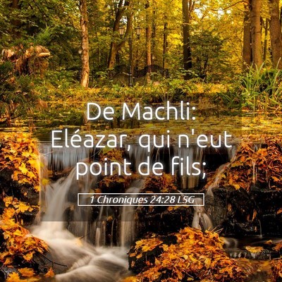 Picture 05 - 1 Chroniques 24:28 LSG - De Machli: Eléazar, qui n'eut point de - Bible Verse Picture