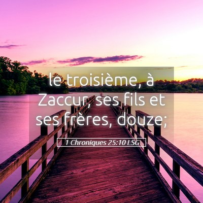 Picture 05 - 1 Chroniques 25:10 LSG - le troisième, à Zaccur, ses fils et ses - Bible Verse Picture