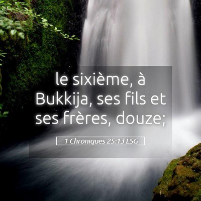Picture 05 - 1 Chroniques 25:13 LSG - le sixième, à Bukkija, ses fils et ses frères, - Bible Verse Picture