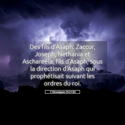 Picture 05 - 1 Chroniques 25:2 LSG - Des fils d'Asaph: Zaccur, Joseph, Nethania et - Bible Verse Picture
