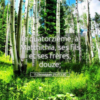 Picture 05 - 1 Chroniques 25:21 LSG - le quatorzième, à Matthithia, ses fils et ses - Bible Verse Picture