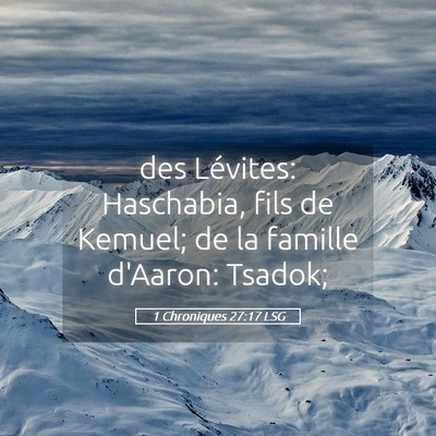 Picture 05 - 1 Chroniques 27:17 LSG - des Lévites: Haschabia, fils de Kemuel; de la - Bible Verse Picture