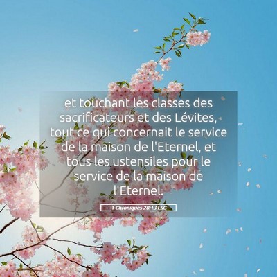 Picture 05 - 1 Chroniques 28:13 LSG - et touchant les classes des sacrificateurs et des - Bible Verse Picture