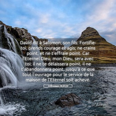 Picture 05 - 1 Chroniques 28:20 LSG - David dit à Salomon, son fils: Fortifie-toi, - Bible Verse Picture