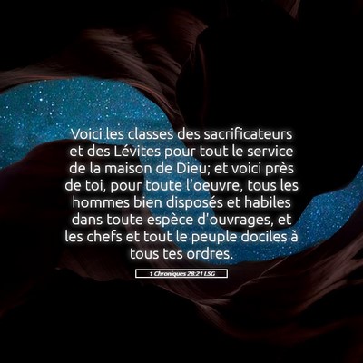 Picture 05 - 1 Chroniques 28:21 LSG - Voici les classes des sacrificateurs et des - Bible Verse Picture