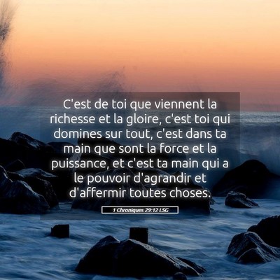 Picture 05 - 1 Chroniques 29:12 LSG - C'est de toi que viennent la richesse et la - Bible Verse Picture