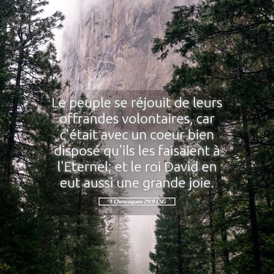 Picture 05 - 1 Chroniques 29:9 LSG - Le peuple se réjouit de leurs offrandes - Bible Verse Picture