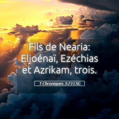 Picture 05 - 1 Chroniques 3:23 LSG - Fils de Nearia: Eljoénaï, Ezéchias et Azrikam, - Bible Verse Picture