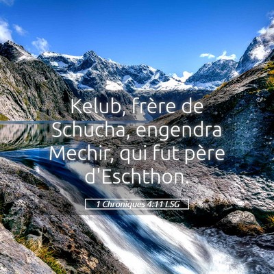 Picture 05 - 1 Chroniques 4:11 LSG - Kelub, frère de Schucha, engendra Mechir, qui - Bible Verse Picture