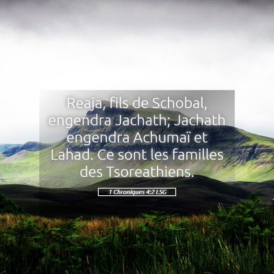 Picture 05 - 1 Chroniques 4:2 LSG - Reaja, fils de Schobal, engendra Jachath; Jachath - Bible Verse Picture