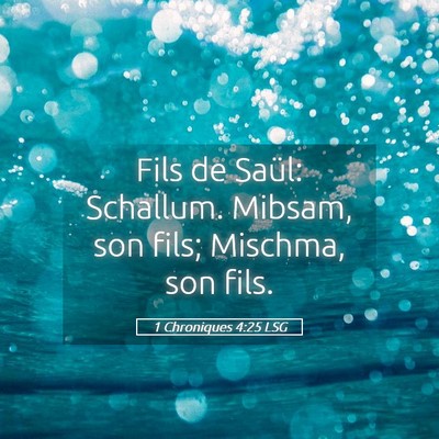 Picture 05 - 1 Chroniques 4:25 LSG - Fils de Saül: Schallum. Mibsam, son fils; - Bible Verse Picture