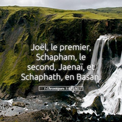 Picture 05 - 1 Chroniques 5:12 LSG - Joël, le premier, Schapham, le second, Jaenaï, - Bible Verse Picture