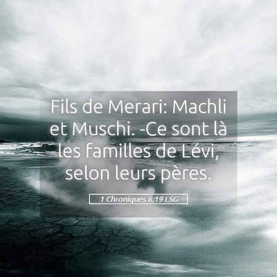 Picture 05 - 1 Chroniques 6:19 LSG - Fils de Merari: Machli et Muschi. -Ce sont là - Bible Verse Picture