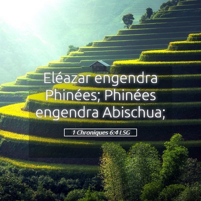 Picture 05 - 1 Chroniques 6:4 LSG - Eléazar engendra Phinées; Phinées engendra - Bible Verse Picture
