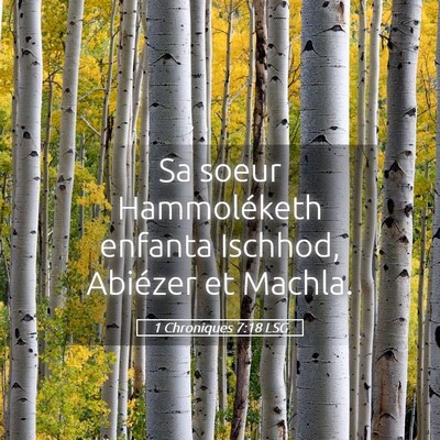 Picture 05 - 1 Chroniques 7:18 LSG - Sa soeur Hammoléketh enfanta Ischhod, Abiézer - Bible Verse Picture