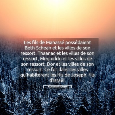 Picture 05 - 1 Chroniques 7:29 LSG - Les fils de Manassé possédaient Beth-Schean et - Bible Verse Picture