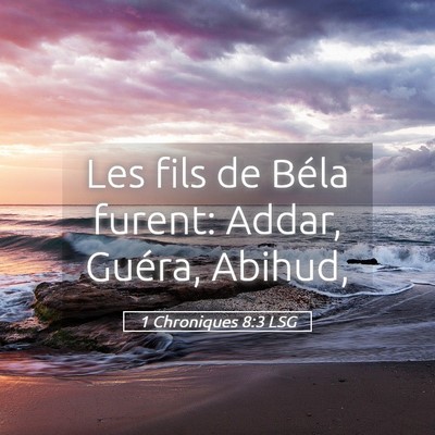 Picture 05 - 1 Chroniques 8:3 LSG - Les fils de Béla furent: Addar, Guéra, - Bible Verse Picture