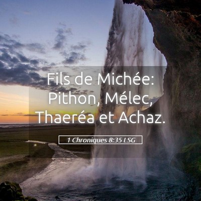Picture 05 - 1 Chroniques 8:35 LSG - Fils de Michée: Pithon, Mélec, Thaeréa et - Bible Verse Picture
