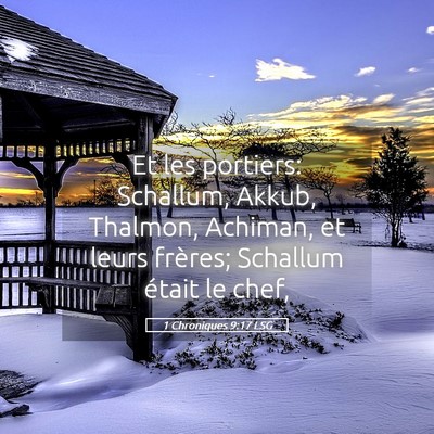 Picture 05 - 1 Chroniques 9:17 LSG - Et les portiers: Schallum, Akkub, Thalmon, - Bible Verse Picture