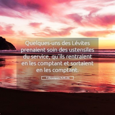 Picture 05 - 1 Chroniques 9:28 LSG - Quelques-uns des Lévites prenaient soin des - Bible Verse Picture