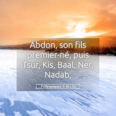 Picture 05 - 1 Chroniques 9:36 LSG - Abdon, son fils premier-né, puis Tsur, Kis, - Bible Verse Picture