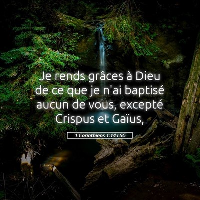Picture 05 - 1 Corinthiens 1:14 LSG - Je rends grâces à Dieu de ce que je n'ai - Bible Verse Picture