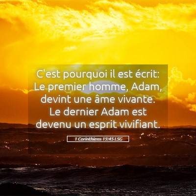 Picture 05 - 1 Corinthiens 15:45 LSG - C'est pourquoi il est écrit: Le premier homme, - Bible Verse Picture