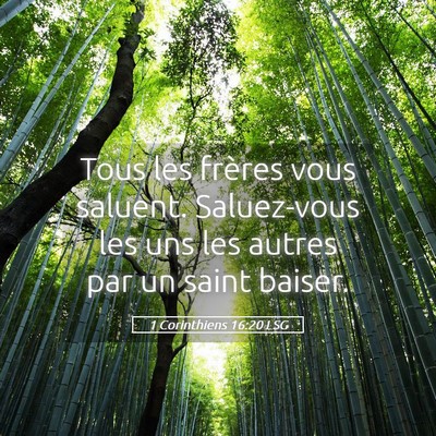 Picture 05 - 1 Corinthiens 16:20 LSG - Tous les frères vous saluent. Saluez-vous les - Bible Verse Picture