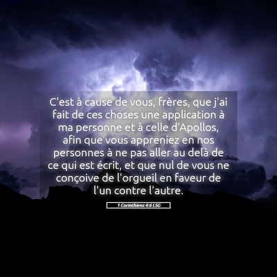 Picture 05 - 1 Corinthiens 4:6 LSG - C'est à cause de vous, frères, que j'ai fait de - Bible Verse Picture